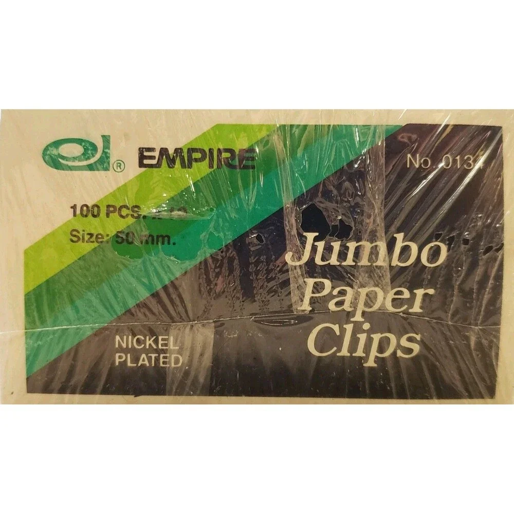 Vtg Empire Pencil Corp. Paper Clips 1977 Case 10 boxes of 100. (50 mm) No 0134!!